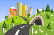 Tunnel and Colorful abstract vector city