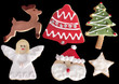 close up shot of Christmas cookies isolated over white