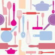 Vector seamless pattern of kitchen tools.