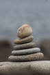 many round stones on tower
