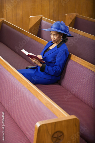 Photo: Senior African American woman in church Senior African American woman in church