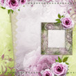 beautiful wedding background with frame and roses