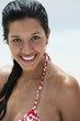 South American woman wearing bathing suit