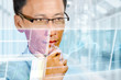 Businessman studying real time currency chart