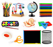 Group of school objects