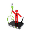3d small people with patchcord. 3d small people with patchcord.