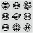 Globes - Vector Black Icons Set. Globes - Vector Black Icons Set.