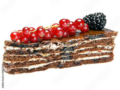 Photo: Chocolate Cake with a red currant and a blackberry Chocolate Cake with a red currant and a blackberry