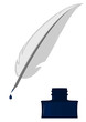 Inkwell with pen on white background