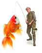 The fisherman with his big Goldfish.