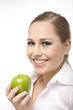 Photo: woman eat green apple woman eat green apple