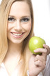 Photo: woman eat green apple woman eat green apple