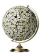 100 dollars globe on white isolated background