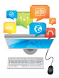 e-learning concept - computer and keyboard