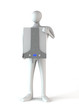 Person with gas boiler isolated over white