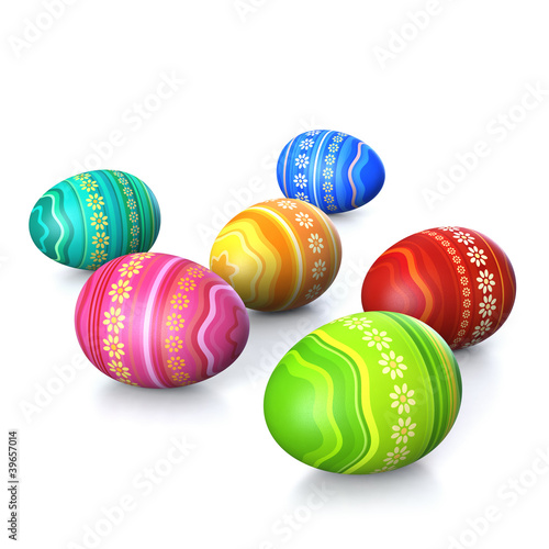 Illustration: Colorful painted easter eggs isolated on white background Colorful painted easter eggs isolated on white background