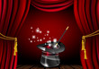 Glossy magic hat and wand in action - vector file