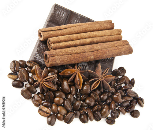 Photo: chocolate,coffee and spices chocolate,coffee and spices