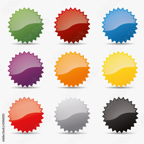 Vector: Button set zacken kreis zahnrad icon farben globus shine badge Button set zacken kreis zahnrad icon farben globus shine badge