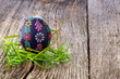 Easter eggs and natural wooden country table Easter eggs and natural wooden country table