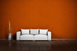 3D Couch vor texturierter Wand