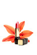 Photo: New lipstick and lily flowers, isolated on white background New lipstick and lily flowers, isolated on white background