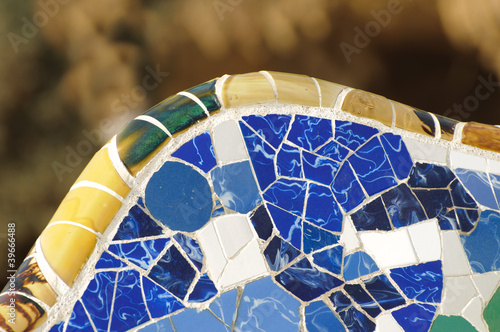 Photo: Mosaic detail in Park Guell, Barcelona Mosaic detail in Park Guell, Barcelona