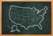 America map draw on grunge blackboard