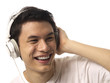 Photo: Young Asiam Man with Headphones Over white background Young Asiam Man with Headphones Over white background