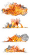 High resolution fire collection isolated on white background