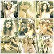 Foto: Two romantic beauty ladies in garden Two romantic beauty ladies in garden