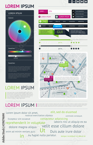 Vector: Elements of Infographics with buttons and menus Elements of Infographics with buttons and menus