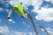 Fuel dripping out of a green fuel nozzle