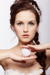 retro girl with marshmallow