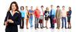 Woman and group of business people.