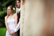 Portrait of a young wedding couple
