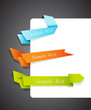 Set of blue, orange and green origami ribbons for your text.