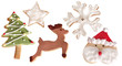 close up shot of Christmas cookies isolated over white