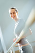 Portrait of a relaxed attractive young woman after exercise