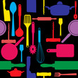 Vector seamless pattern of kitchen tools.