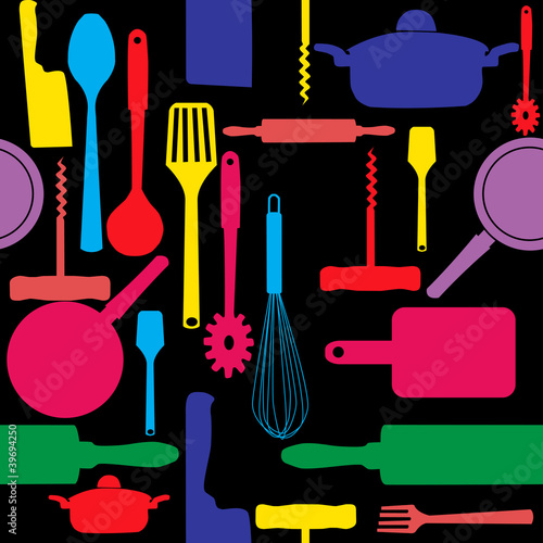 Vector: Vector seamless pattern of kitchen tools. Vector seamless pattern of kitchen tools.
