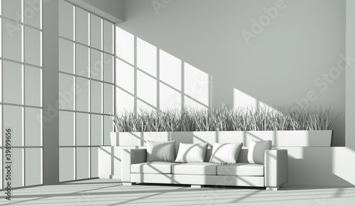 Illustration: Modell - Sofa vor Fenster Modell - Sofa vor Fenster