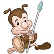 Sitting Ant holding Spear - Cartoon Illustration