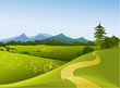 Rural landscape with mountains