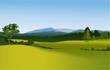 Rural landscape with mountains