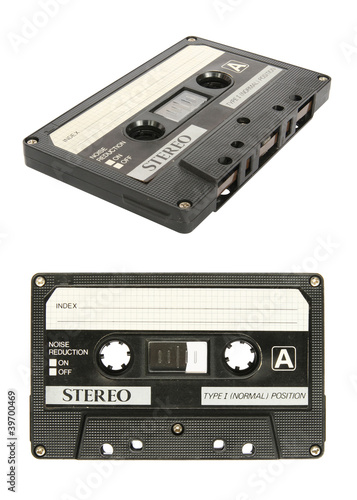 Photo: Retro cassette tape isolated on white background Retro cassette tape isolated on white background