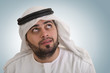 traditional arabian businessman thinking with space for text