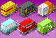 Isometric delivery truck in six livery