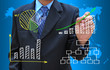 businessman hand drawing business graph