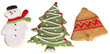 close up shot of Christmas cookies isolated over white